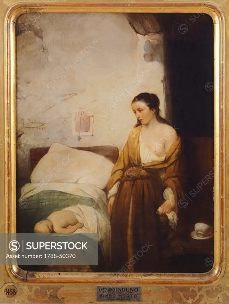 Poor mother, 1855, by Gerolamo Induno (1825-1890), oil on canvas, 52x40 cm.