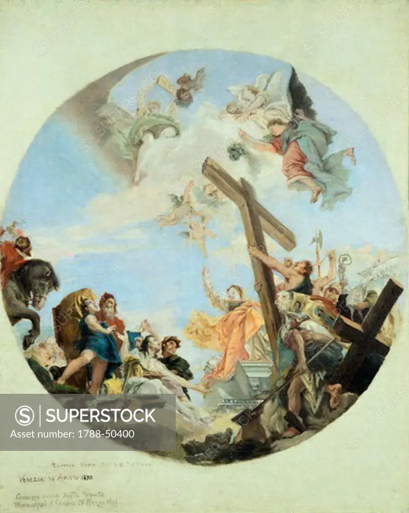 The discovery of the True Cross, 1890, by Lazzaro Luxardo (1865-1949), oil on canvas, 67x56 cm. Copy of a Tiepolo work.