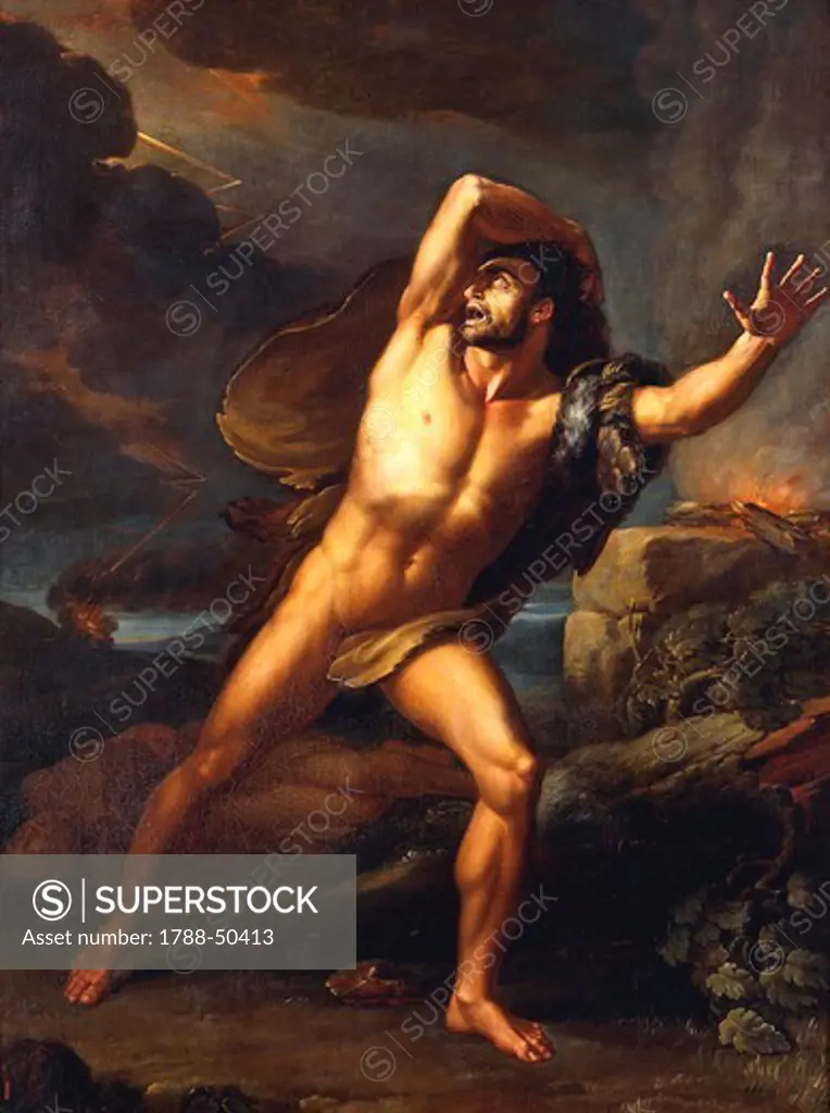 The remorse of Cain, 1817, by Giovan Battista Biscarra (1790-1851), oil on canvas, 195x145 cm.