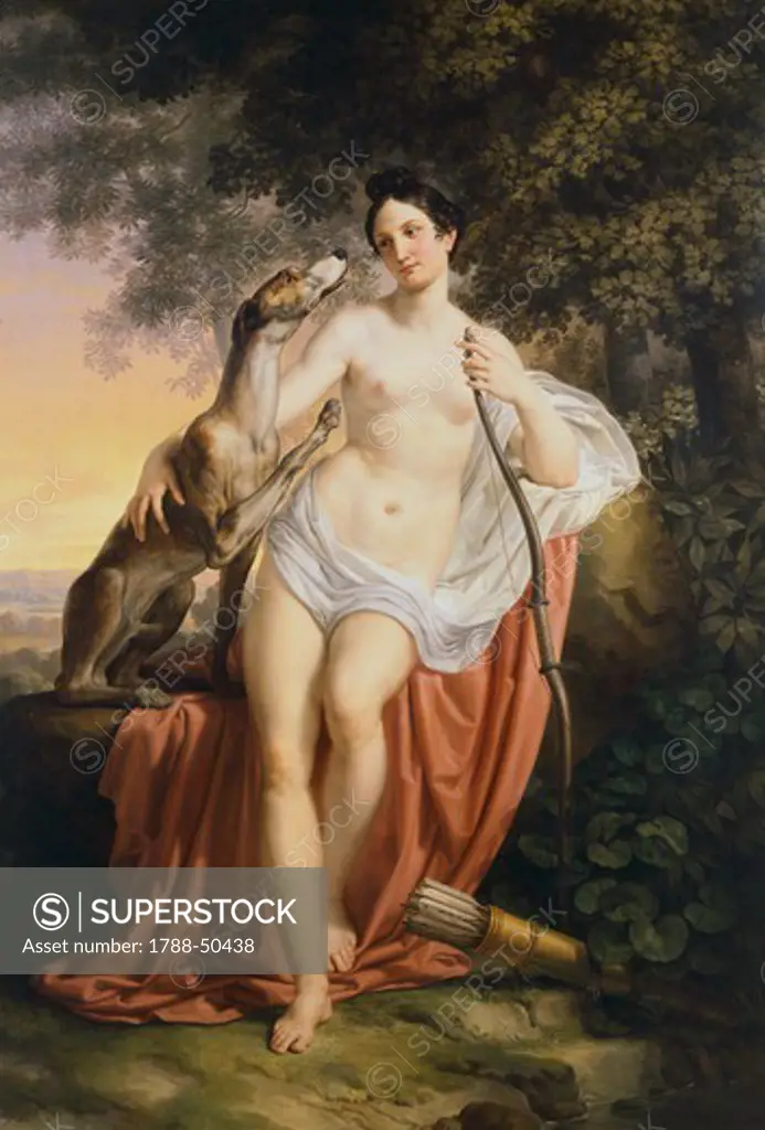 Diana the Huntress, 1835, by Pelagio Palagi (1775-1860), oil on canvas, 217x143 cm.