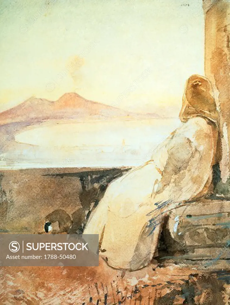 Monk at San Martino, by Giacinto Gigante (1806-1876), watercolor.