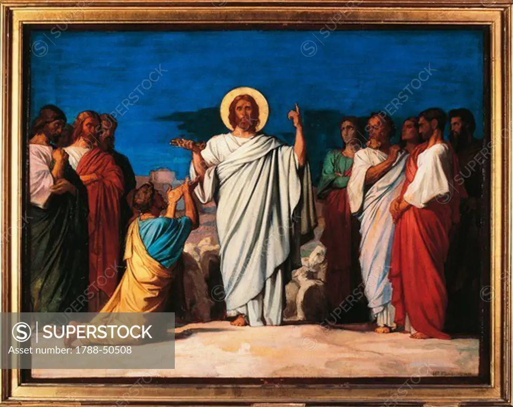 The mission of the Apostles, 1861, by Jean Hippolyte Flandrin (1809-1864), preparatory cartoon for the paintings of Saint Germain-des-Pres.