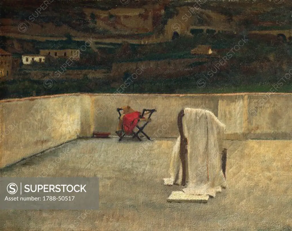 The terrace, pre -1868, by Domenico Morelli (1826-1901), oil on canvas, 26x33 cm.