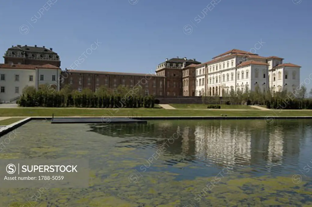 Italy, Piedmont, Venaria Reale, Royal Palace and lake