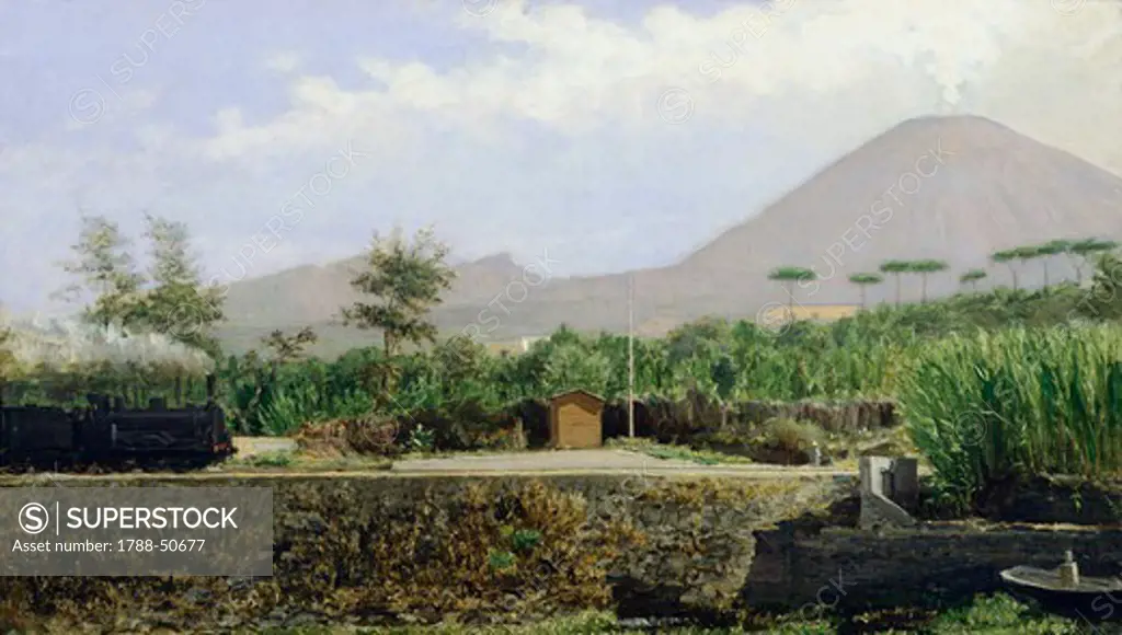 Beneath Vesuvius in the morning, 1882, by Gioacchino Toma (1836-1891), oil on canvas, 71x122 cm.