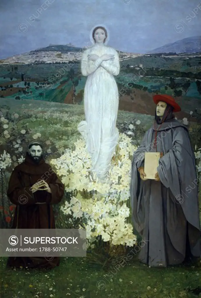 The apparition of the Virgin to St Francis of Assisi and Bonaventure, by Luigi Serra (1846-1888).