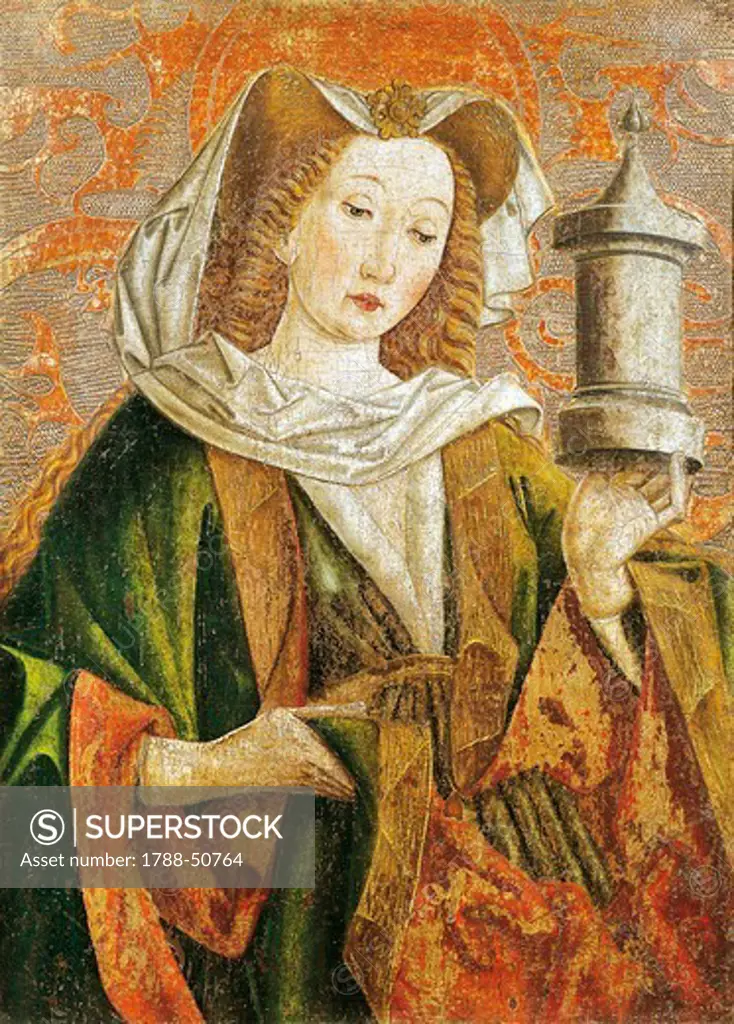 Mary Magdalene, altarpiece door, late 15th century, by Friedrich Pacher (active 1474-1508), tempera on panel, 57x52 cm.