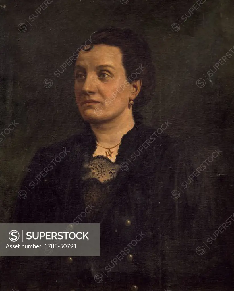 Portrait of a lady, by Mariano Pajetta (1851-1923), oil on canvas, 70x55 cm.