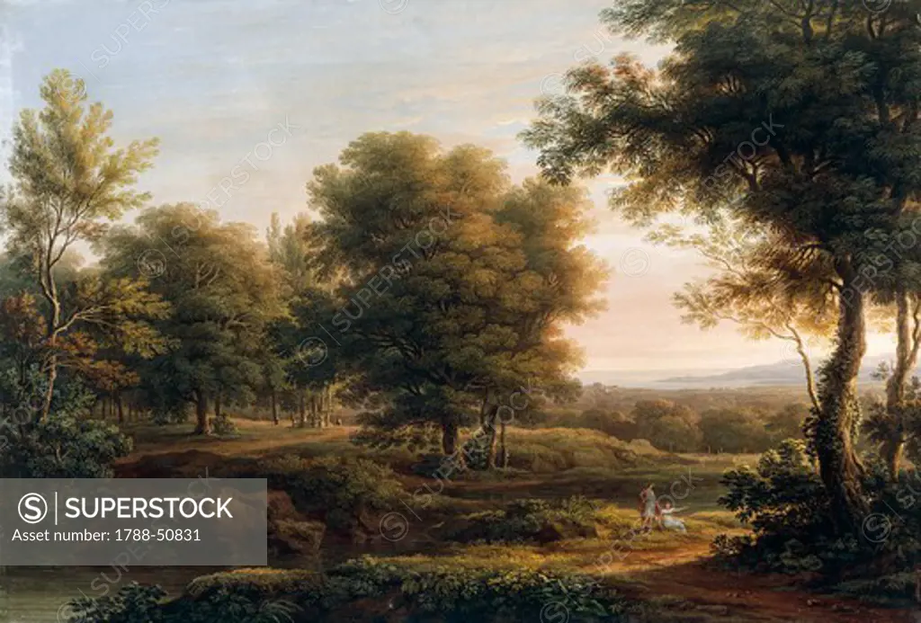 Landscape, by Gaetano Burcher (1781-1829), tempera on canvas, 66x96 cm.
