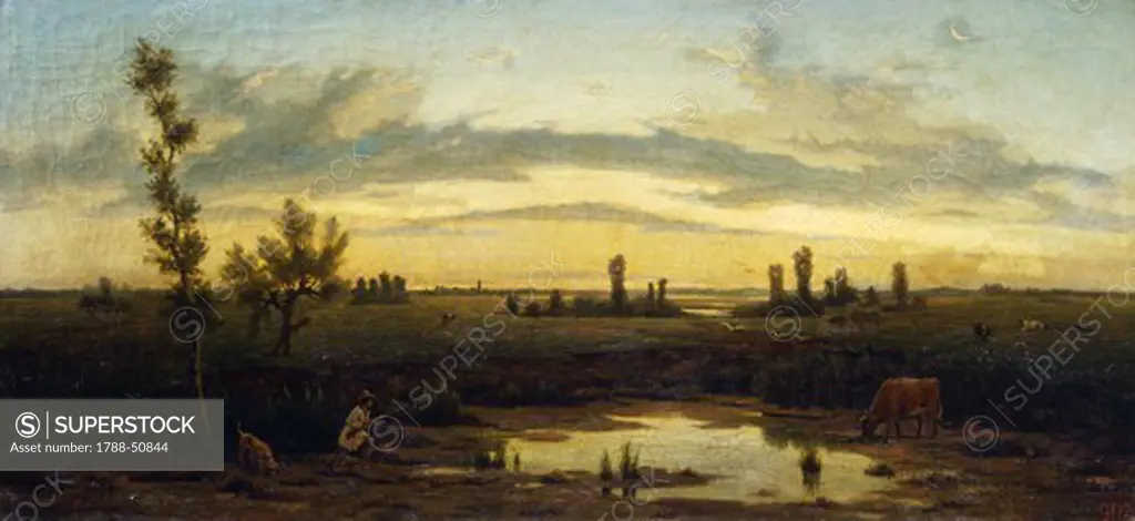 Daybreak in the valleys of Bologna, by Luigi Bertelli (1833-1916).