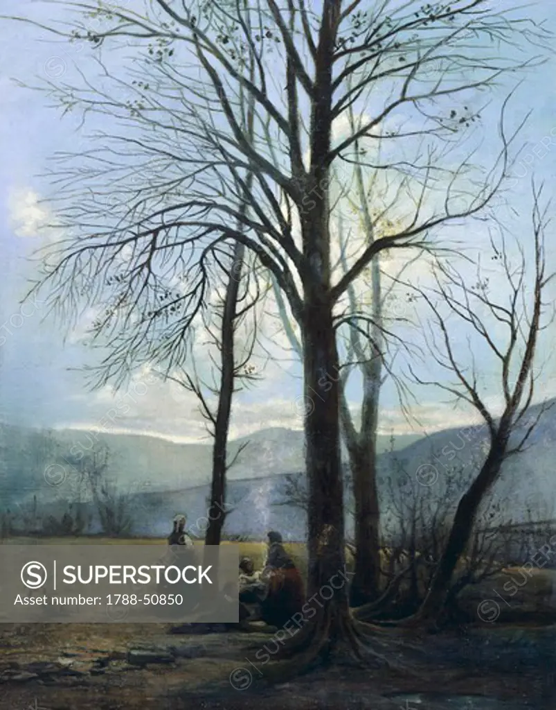 Landscape, by Alessandro Guardassoni (1819-1888).