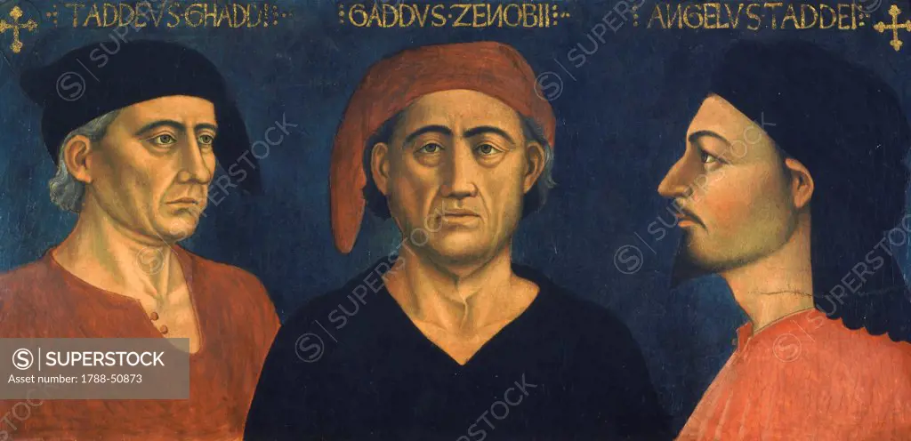 Portrait of three painters from the Gaddi family, by Domenico di Michelino (1417-1491).