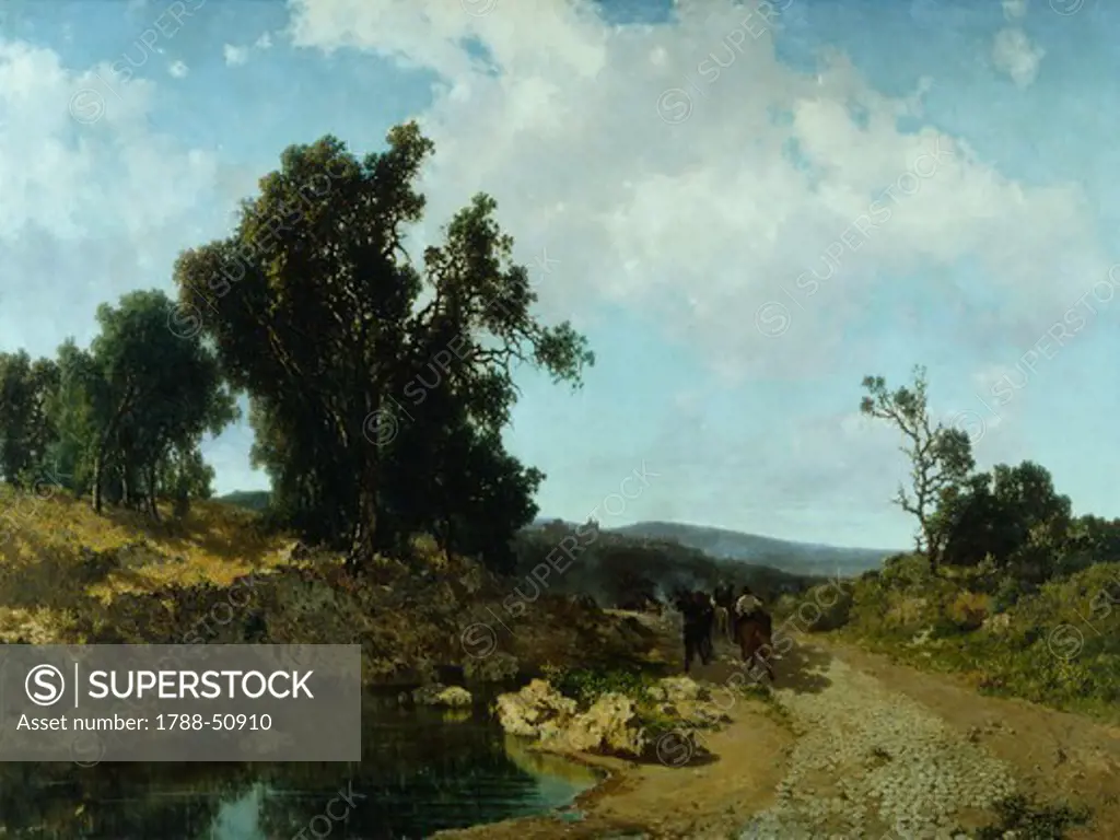 Ariccia, Roman countryside, 1864, by Federico Cortese (1829-1913), 134x184 cm.