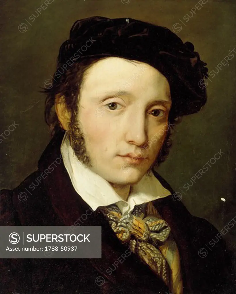 Portrait of the painter Federico Moja, 1820, by Vitale Sala (1803-1835), oil on canvas, 40x35 cm.