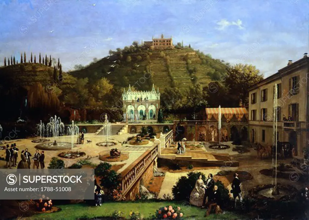 View of villa Richiedei in Gussago, 1850-1874, by Angelo Inganni (1807-1880), oil on canvas, 288x208 cm.