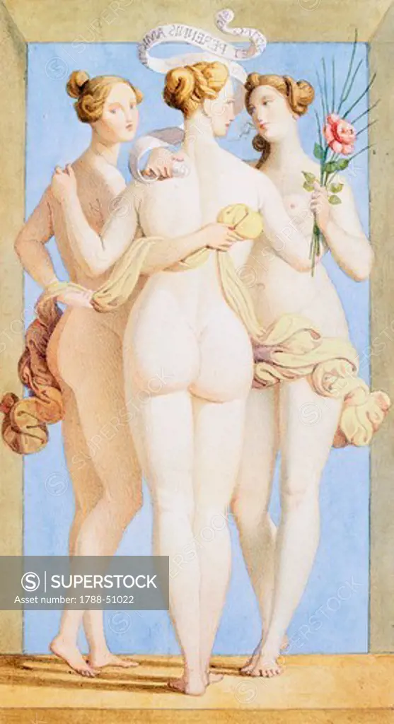 Friendship, by Giovanni Sanguinetti (1789-1867), watercolour.