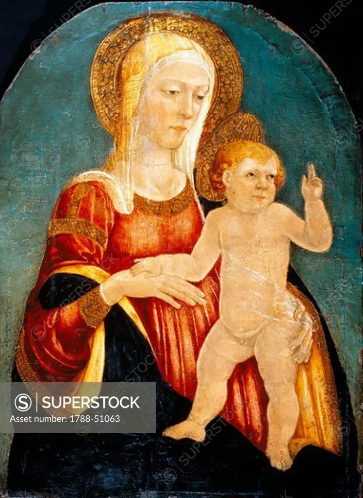 Panel showing Madonna with Child, by Neri di Bicci (1418-1492).