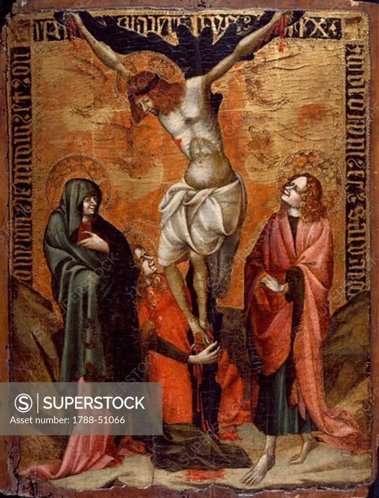 Crucifixion, by Stefano da Ferrara (died before 1440), panel.