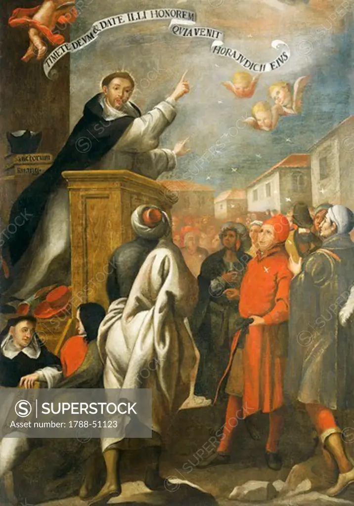 St Vincent Ferrer preaching to the young people of Salamanca, by Alonso Antonio Villamor (1661-1729).