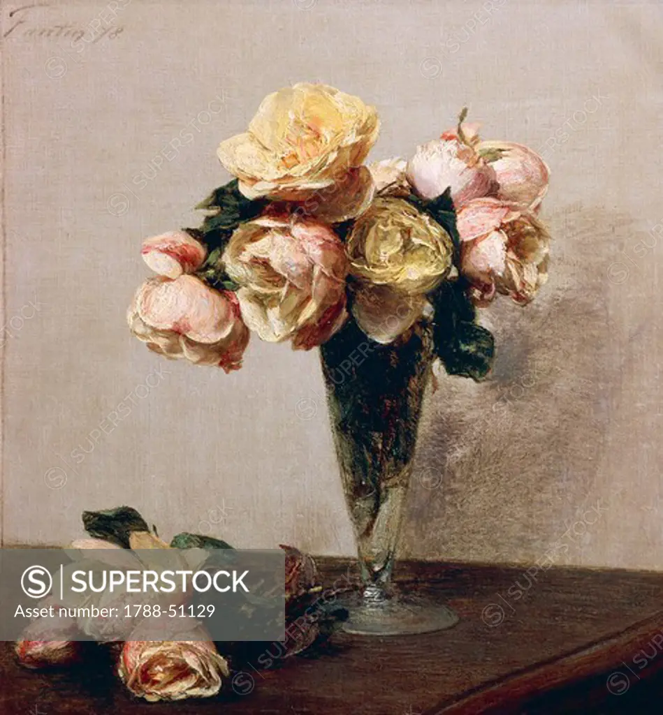 Rose, 1878, by Henri Fantin-Latour (1836-1904), oil on canvas, 35x32 cm.