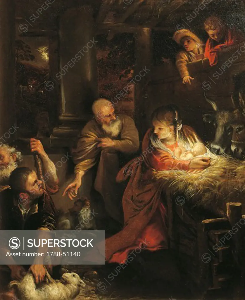 Adoration of the Shepherds, attributed to Annibale Carracci (1560-1609), oil on canvas, 85x63 cm.