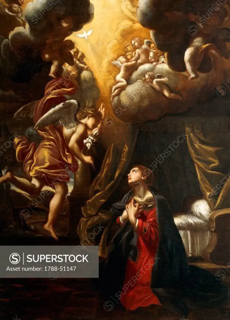 Annunciation, by Giovanni Lanfranco (1582-1647), oil on canvas, 76x55 cm.