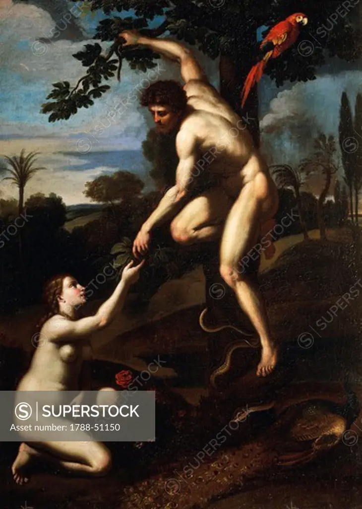 Adam and Eve, by Domenichino (1581-1641), oil on canvas, 63x46 cm.