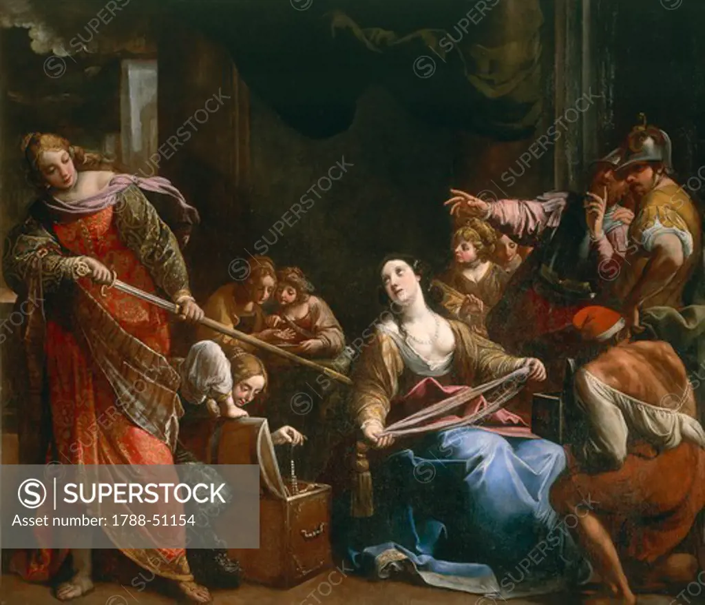 Achilles among the Daughters of Lycomedes, by Alessandro Tiarini (1577-1668), oil on canvas, 230.5 x273.5 cm.