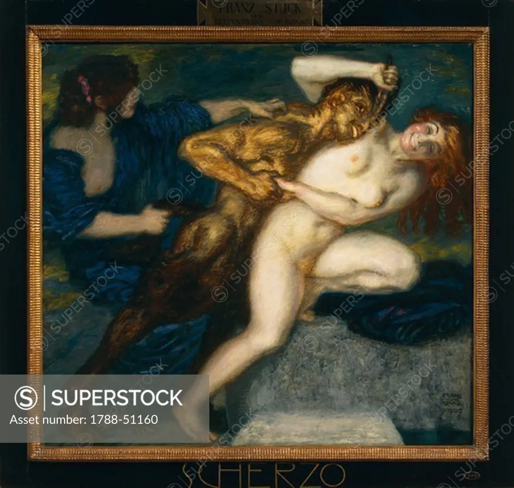 The Scherzo, 1909, by Franz von Stuck (1863-1928), oil on panel, 78x84 cm.