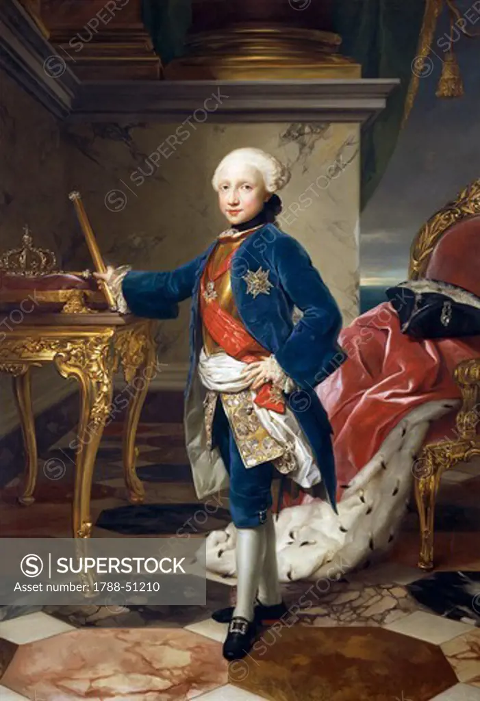 Portrait of Ferdinand IV, King of Naples, 1759-1760, by Anton Raphael Mengs (1728-1779), oil on canvas, 180x126 cm.