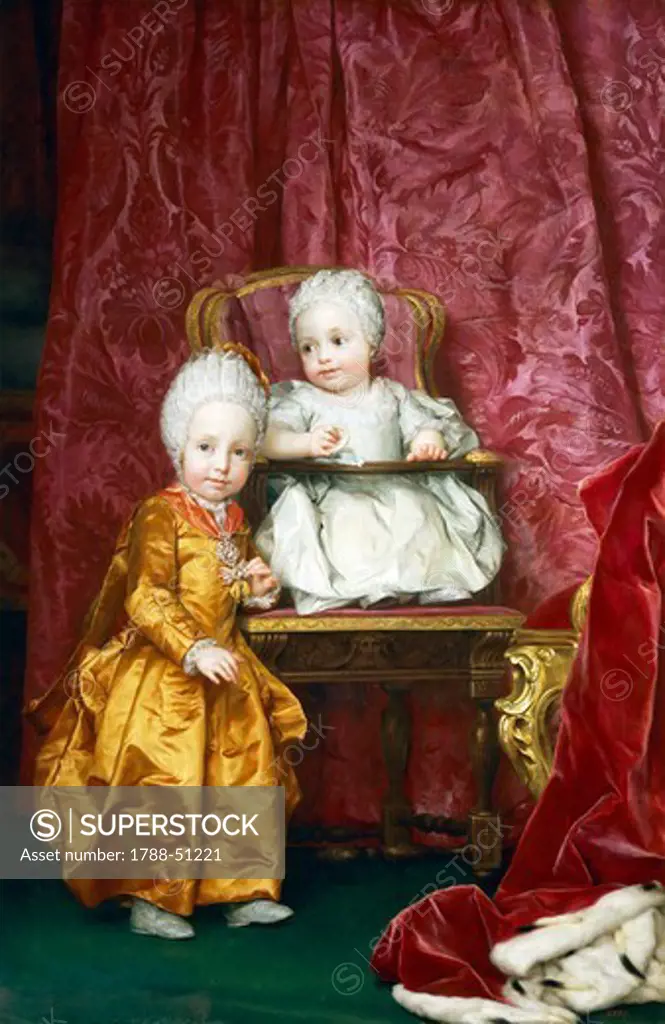 Portrait of Archduke Ferdinand and Archduchess Maria Anna of Austria, 1770-1771, by Anton Raphael Mengs (1728-1779), oil on canvas, 140x95 cm.