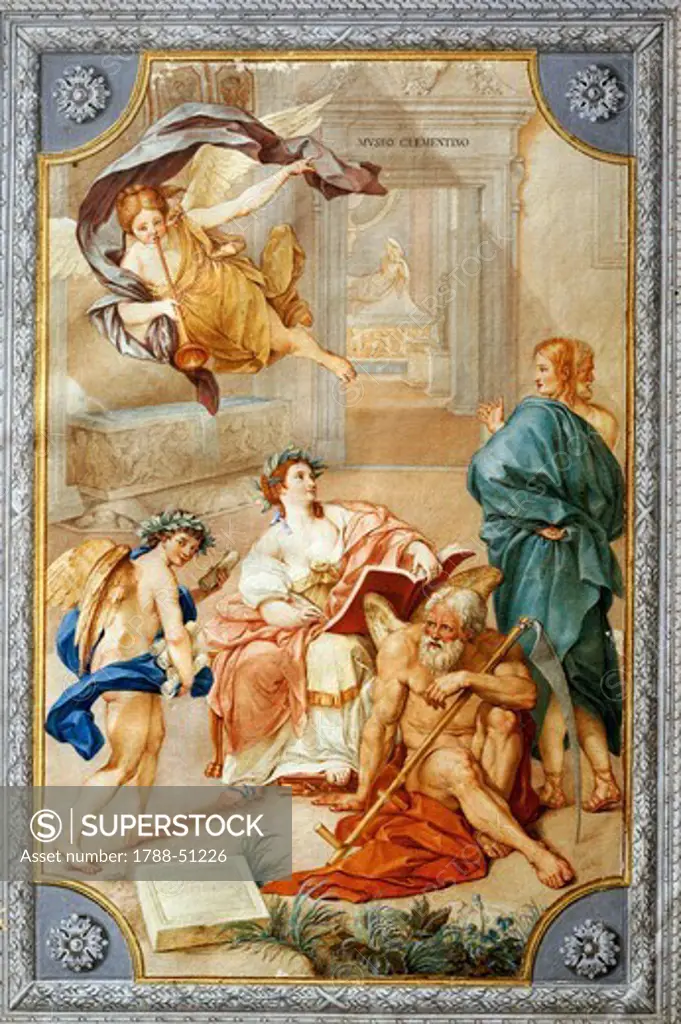 Allegory from the Clementino Museum, by Anton Raphael Mengs (1728-1779), pen, tempera and gold on cardboard, 43x29.5 cm.