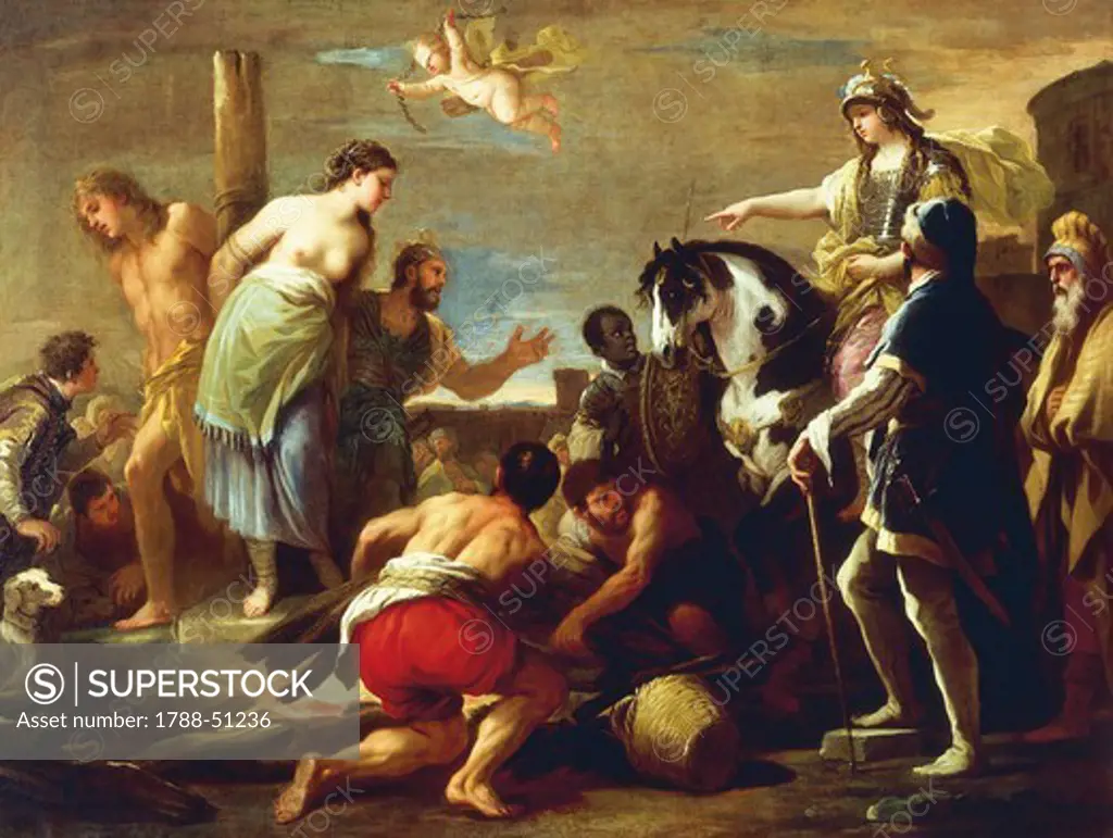 Olindo and Sophronia, by Luca Giordano (1634-1705), oil on canvas, 105x206 cm.