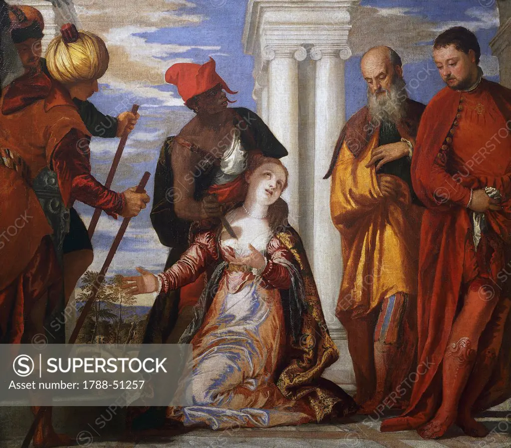 Martyrdom of St Justine, ca 1573, by Paolo Caliari known as Veronese (1528-1588), oil on canvas, 103x113 cm.