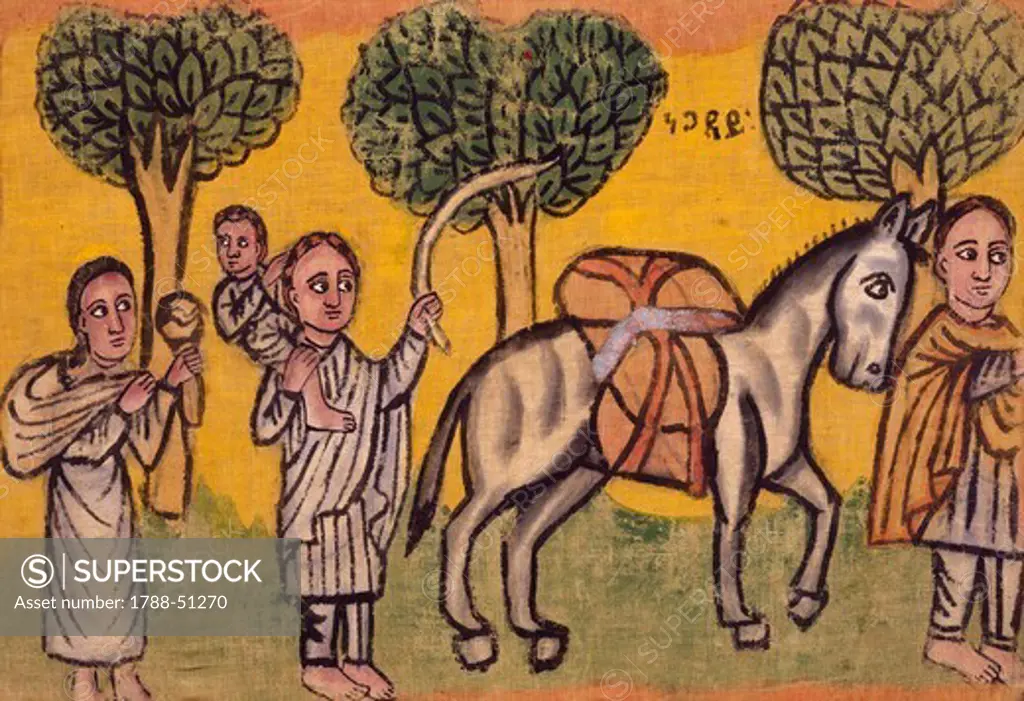 The Flight into Egypt of the Holy Family. Ethiopia, 20th century.