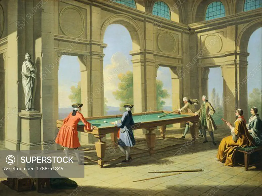 Games, a pool table, 1751-1752, by Giuseppe Zocchi (1711-17 - 1767), oil on canvas.