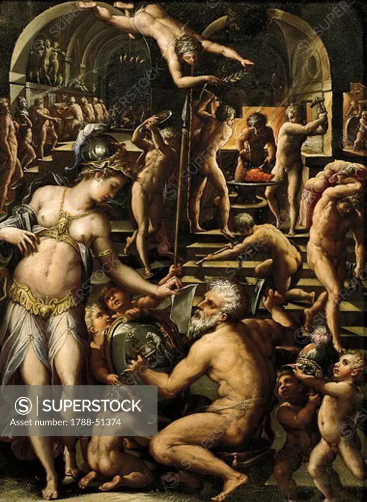 The Forge of Vulcan, the first half of the 16th century, Giorgio Vasari (1511-1574), oil on copper, 38x28 cm.