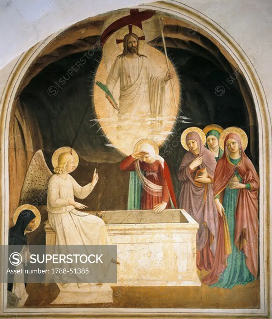 The resurrection of Christ, 1438-1447, by Giovanni da Fiesole, known as Fra Angelico (ca 1400-1455), fresco. Cell of St Mark's Convent, Florence.