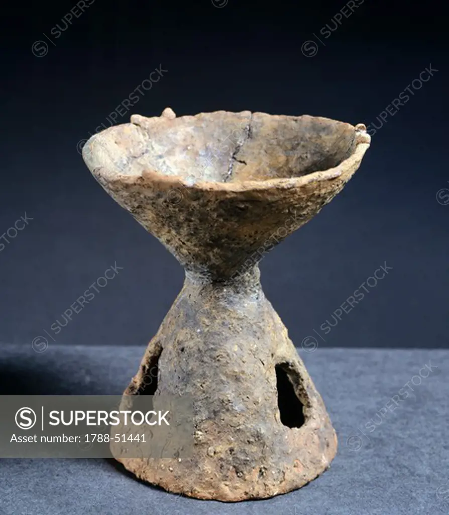 Ceramic incense burner, Poland. Lusatian Culture, 7th - 5th Century BC.