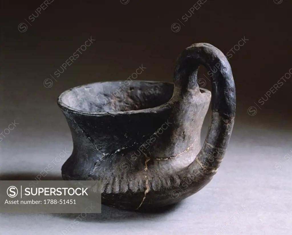 Vase with handle on the side, Emilia-Romagna, Italy. Terramare Civilization, 10th Century BC.