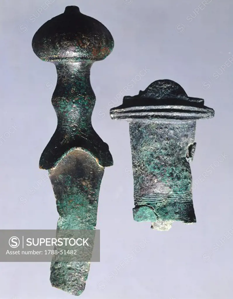 Full-handled sword and Kulen Vakuf style pommel, from the Cave of the Flies, Skocjan, Slovenia. Skocjan Civilization, 11th-8th Century BC.