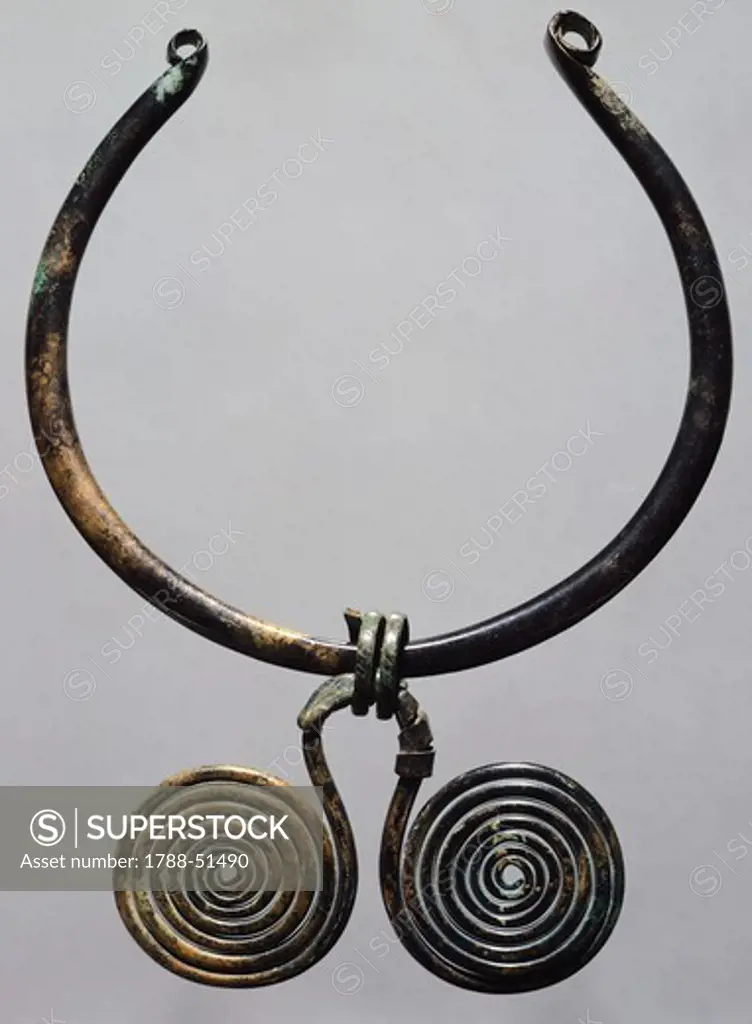 Torc with a double spiral pendant, Friuli-Venezia Giulia, Italy. Paleoveneti Civilization, 5th Century BC.