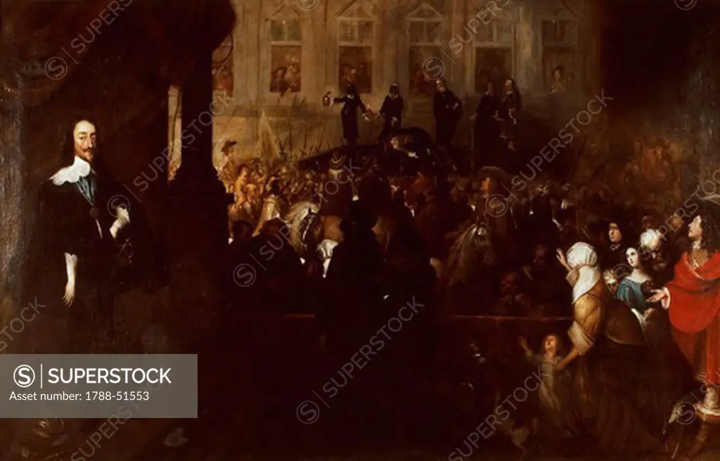 Charles I's execution at Whitehall, January 30, 1649, by Gonzales Coques (ca 1614-1684). First English Revolution, England, 17th century.