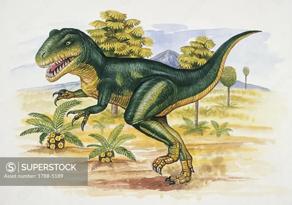 Close-up of a painting of a dinosaur