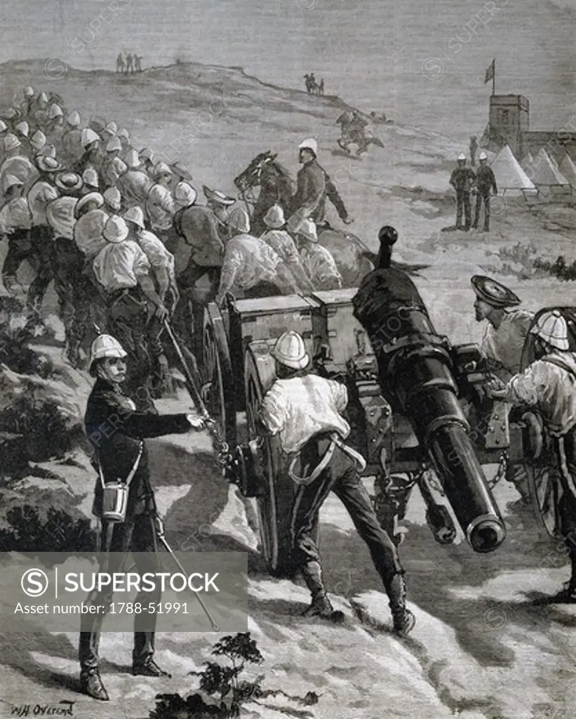 British transport artillery in the desert 1882. Colonial wars, Sudan, 19th century.