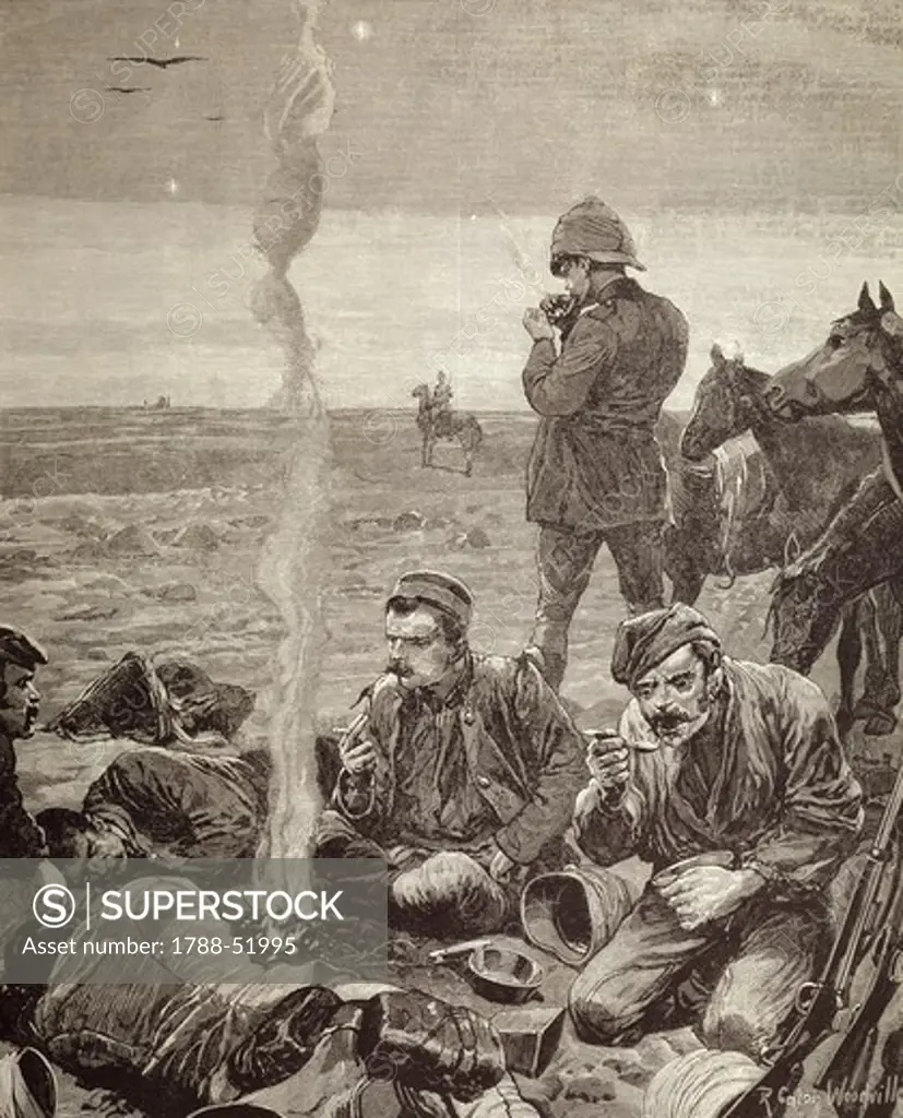 British troops encampment, by Garnet Wolseley, 1884. Colonial wars, Sudan, 19th century.