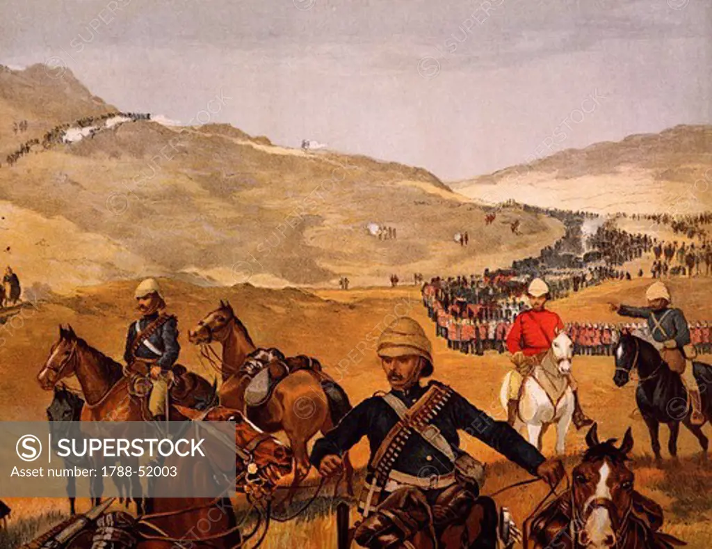 Garnet Wolseley's British troops advancing towards Abu Hamed in June 1885. Colonial wars, Sudan, 19th century.