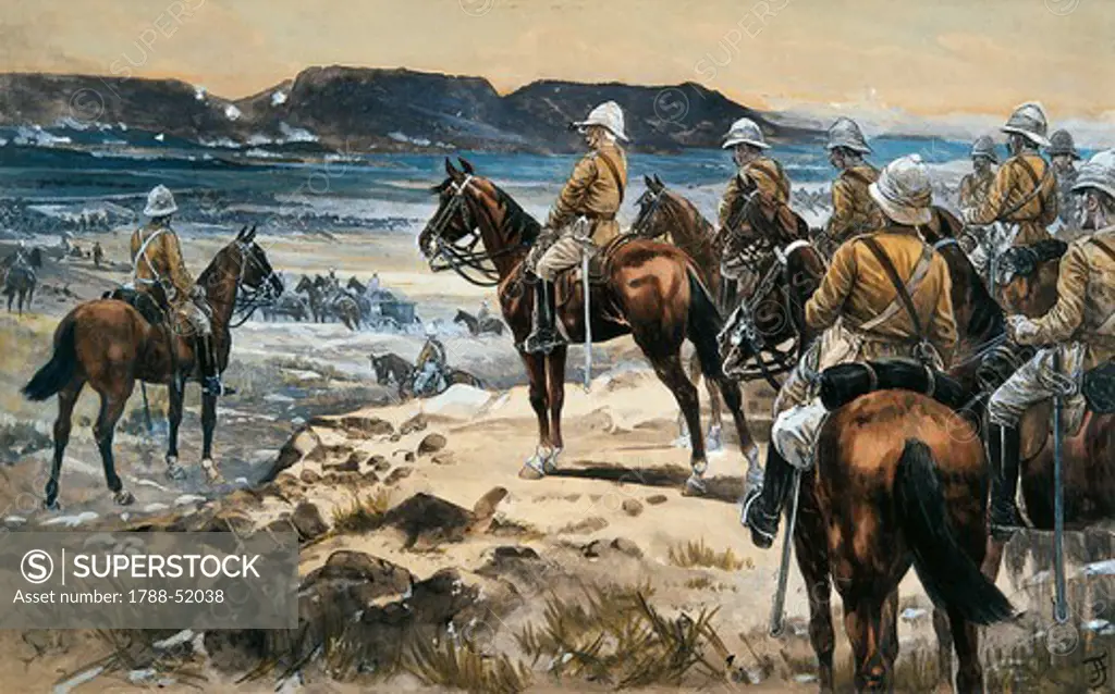 Roberts attending the Boers surrender to Paardersberg, 1900, by Frank Feller (1848-1908), watercolour. Second Anglo-Boer, South African, 20th century.