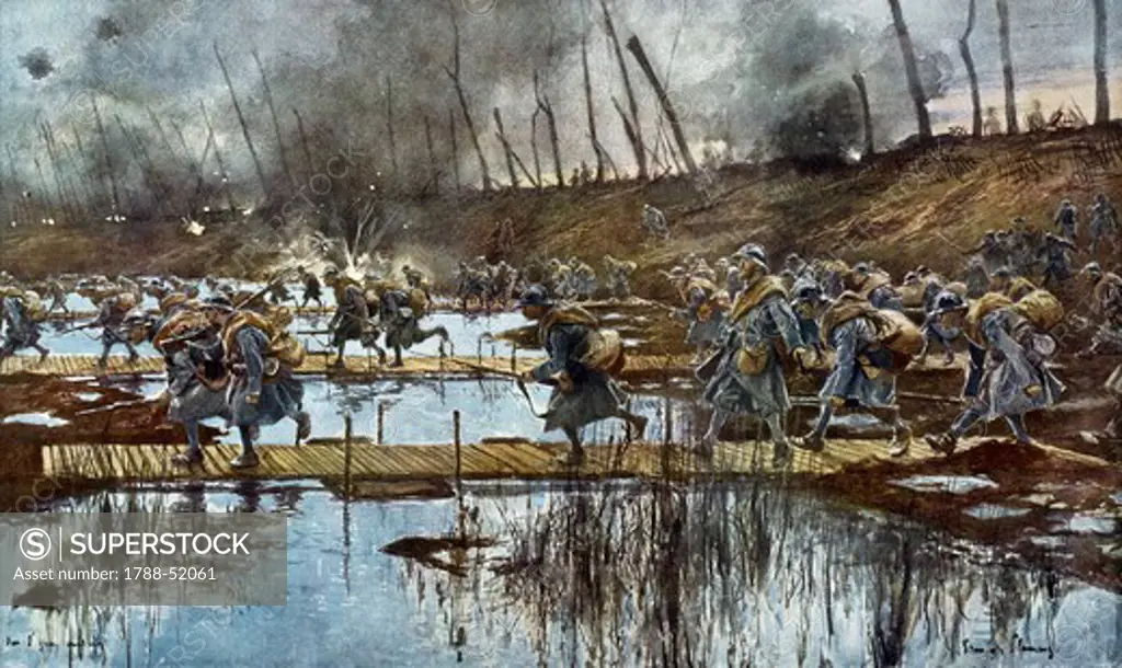 A trench, August 1917. World War I, Belgium, 20th century.