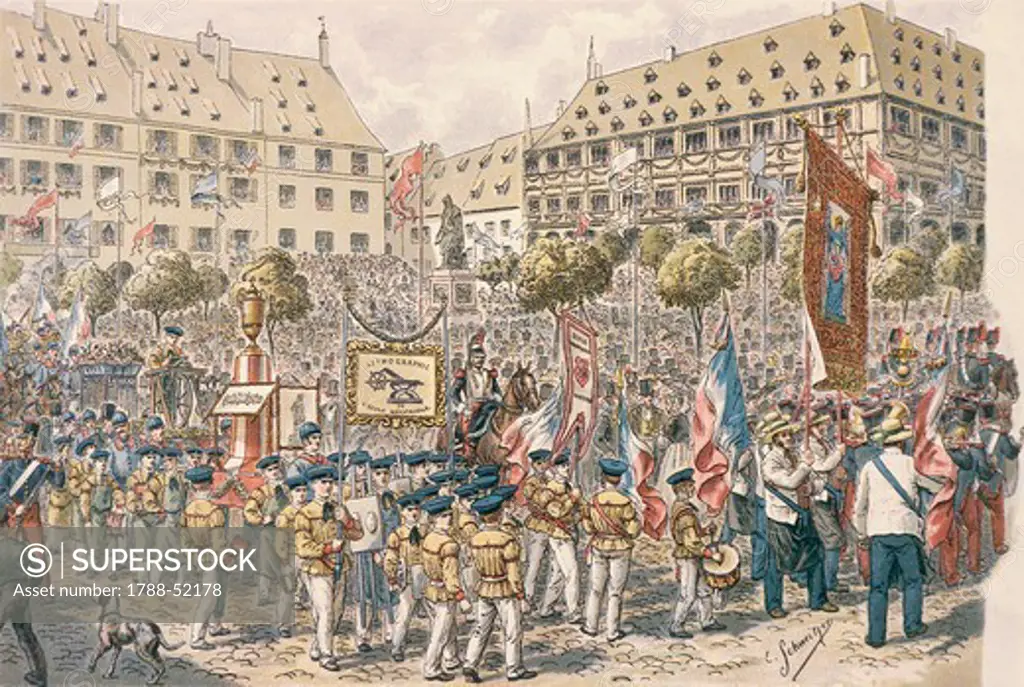 Celebrations bestowed on Gutenberg by the city of Strasbourg, June 25, 1840. France, 19th century.